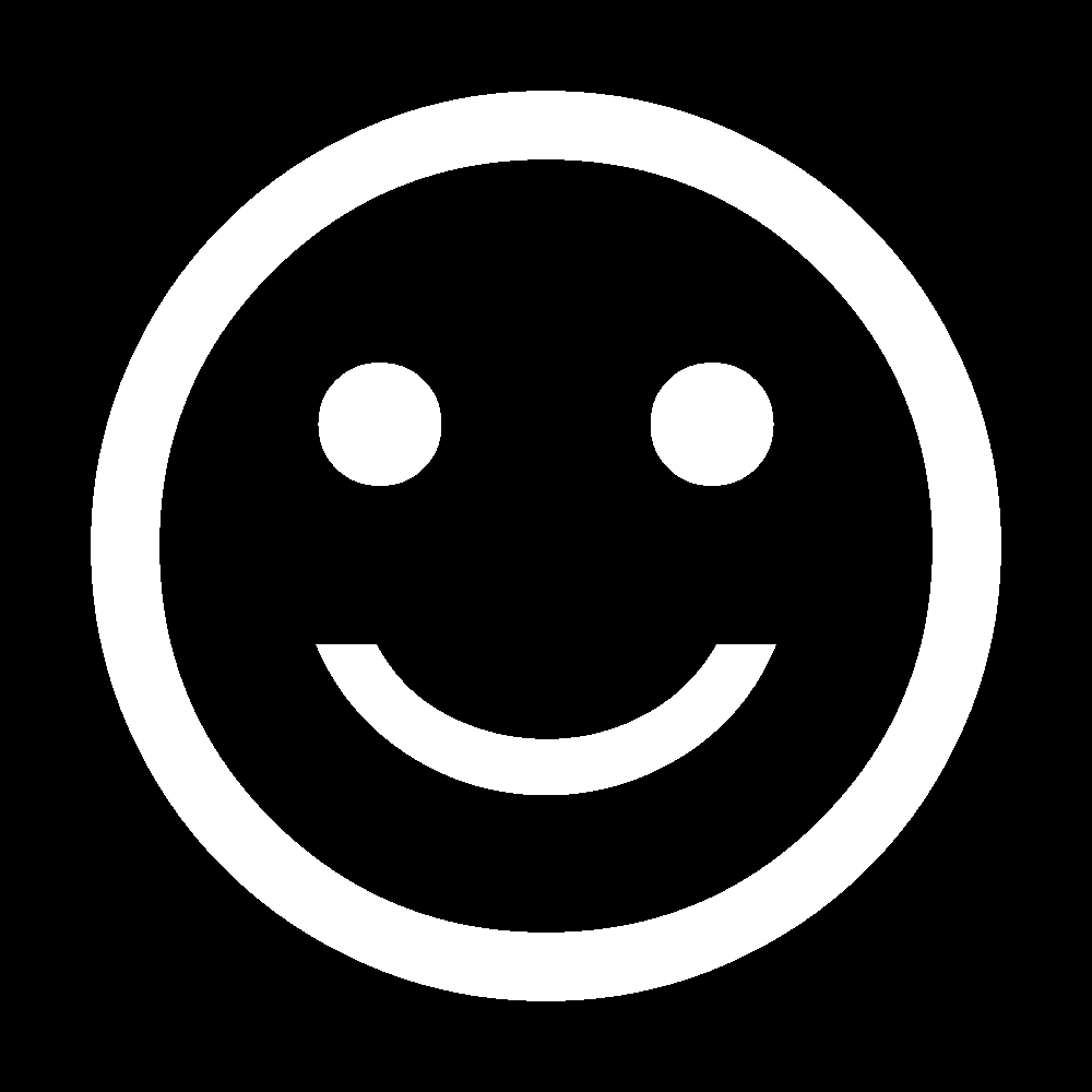 Smiley in weiß auf schwarzen Grund